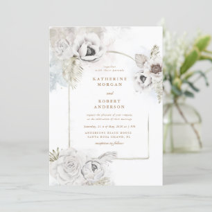 romántico y elegante invitación a la boda floral p