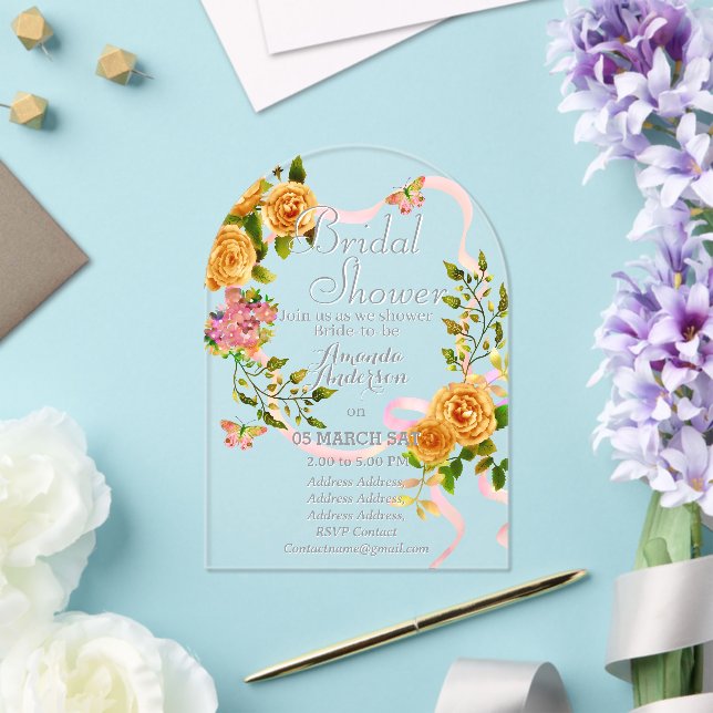 Románticos de la Rosa de Oro Invitación Acrílica d (Insitu (Boda))