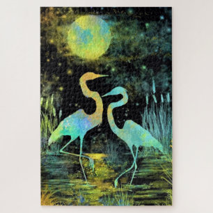 Románticos Flamencos Rompecabezas Nocturno - Pintu