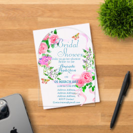 Románticos rosa de novia Invitación acrílica