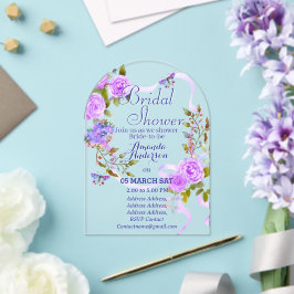 Románticos Rosas púrpura invitación al acrílico nu