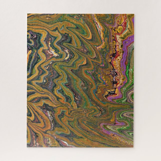 Rompecabezas abstracto de la Strada 2 verde y oro (Vertical)