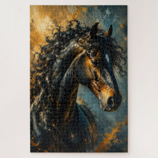 Rompecabezas abstracto de majestuoso caballo negro