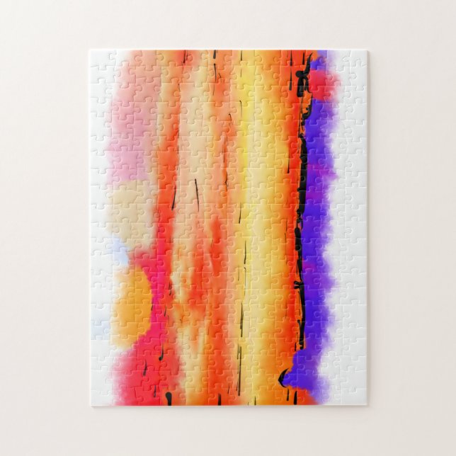 Rompecabezas abstracto rojo de la puesta del sol (Vertical)