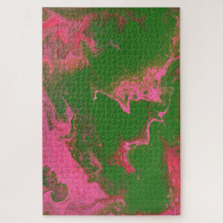Rompecabezas abstracto rosa verde salvaje Abigail