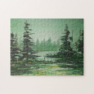 Rompecabezas Ann Hayes pintando bosque verde