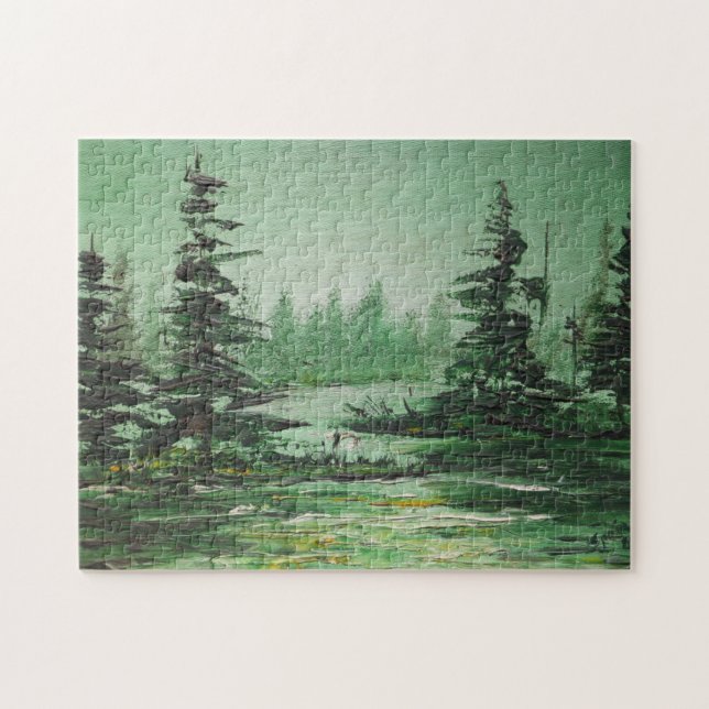Rompecabezas Ann Hayes pintando bosque verde (Horizontal)
