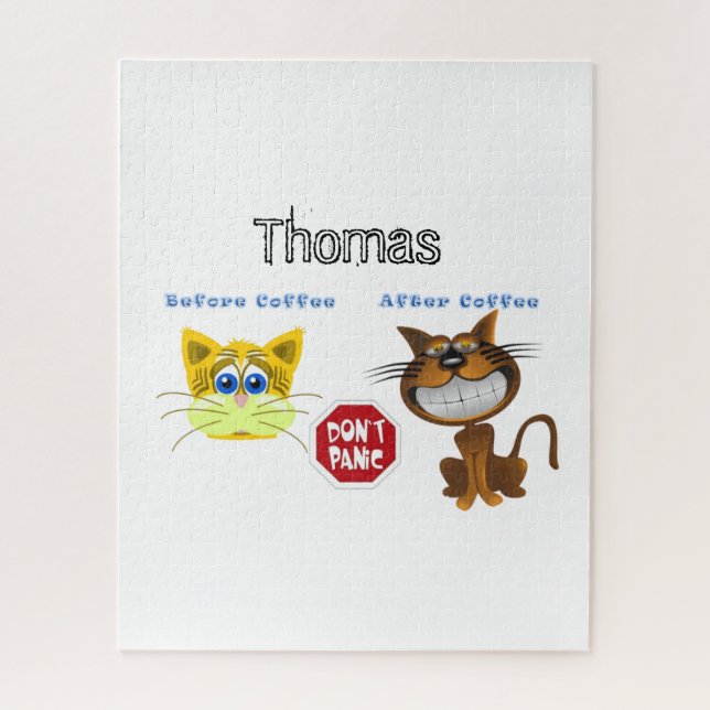 Rompecabezas antes y después del café Los gatos no (Vertical)