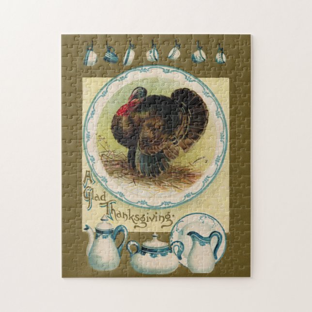 Rompecabezas antiguo de la acción de gracias de (Vertical)