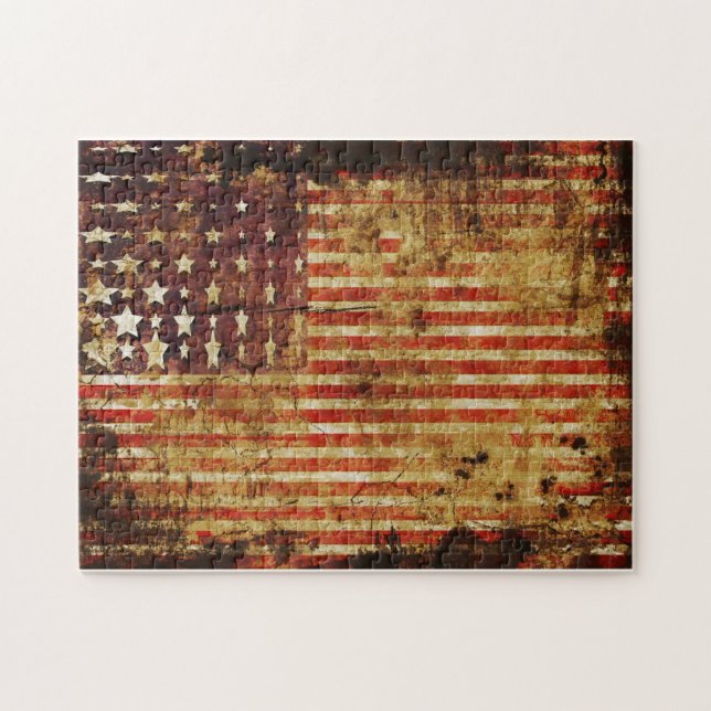 Rompecabezas apenado de la bandera americana (Horizontal)
