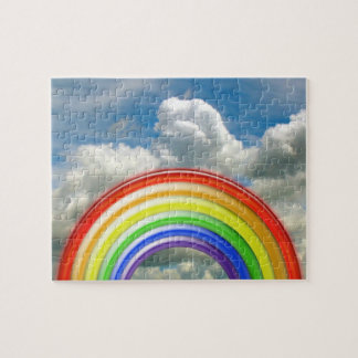 Rompecabezas - Arcoiris 3D contra cielo nublado