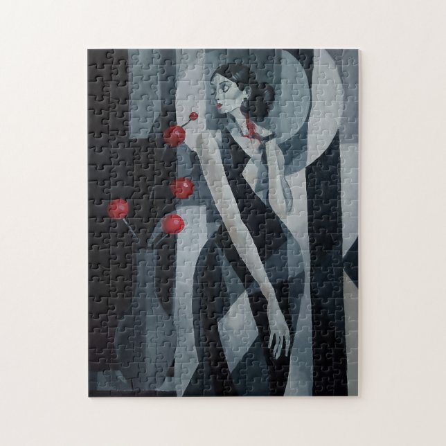 Rompecabezas Art Déco de Mujer Pulso Silencioso (Vertical)