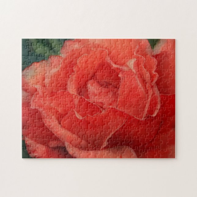 Rompecabezas Artístico de Flor de Rosa Roja Clara (Horizontal)