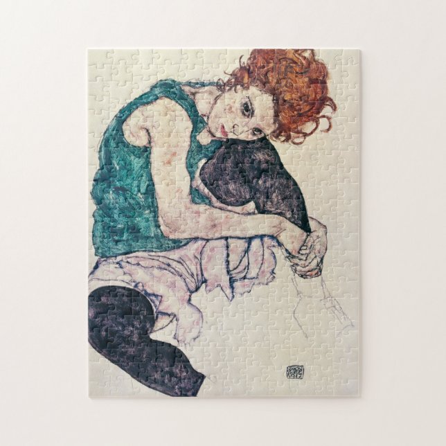 Rompecabezas asentado Schiele de la mujer de Egon (Vertical)