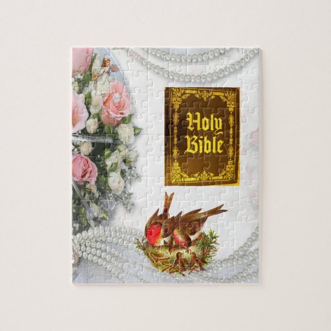 Rompecabezas Aves Florales Santa Biblia Católica (Vertical)