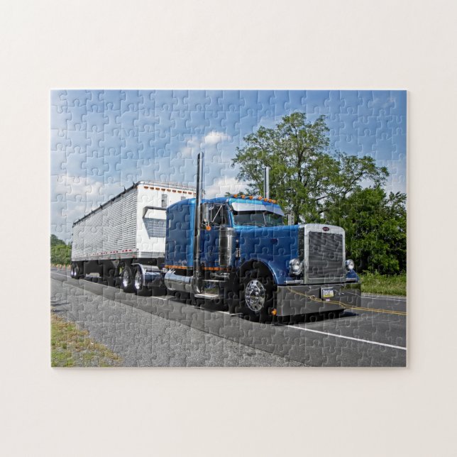 Rompecabezas azul 379 sobre el piso de marcha (Horizontal)