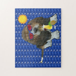 Rompecabezas Bebé Basset Hound Summer Time