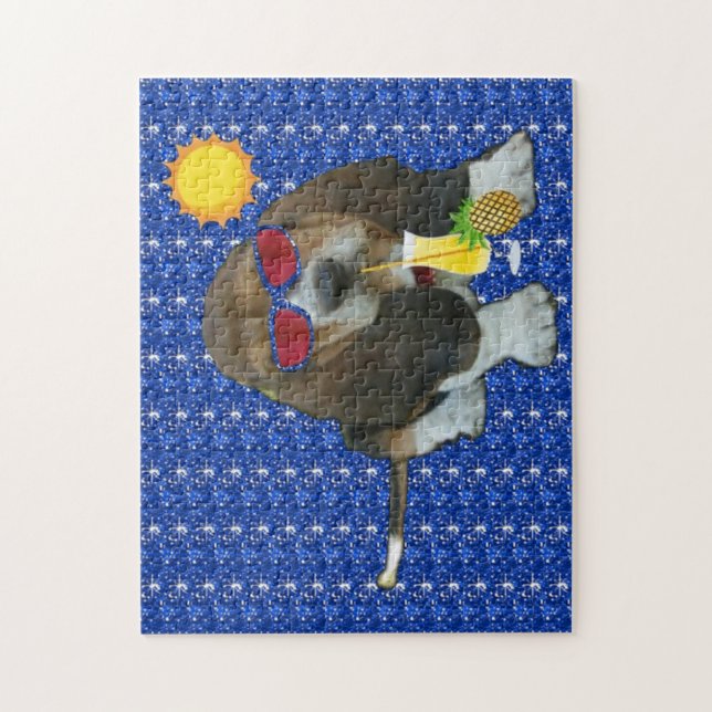 Rompecabezas Bebé Basset Hound Summer Time (Vertical)