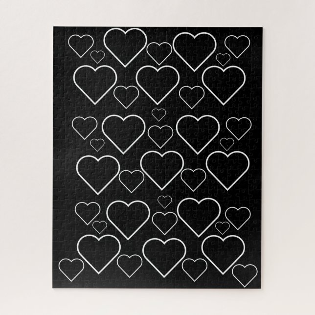 Rompecabezas Black White Hearts (Vertical)