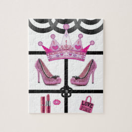 rompecabezas blanco rosado de rompecabezas negro