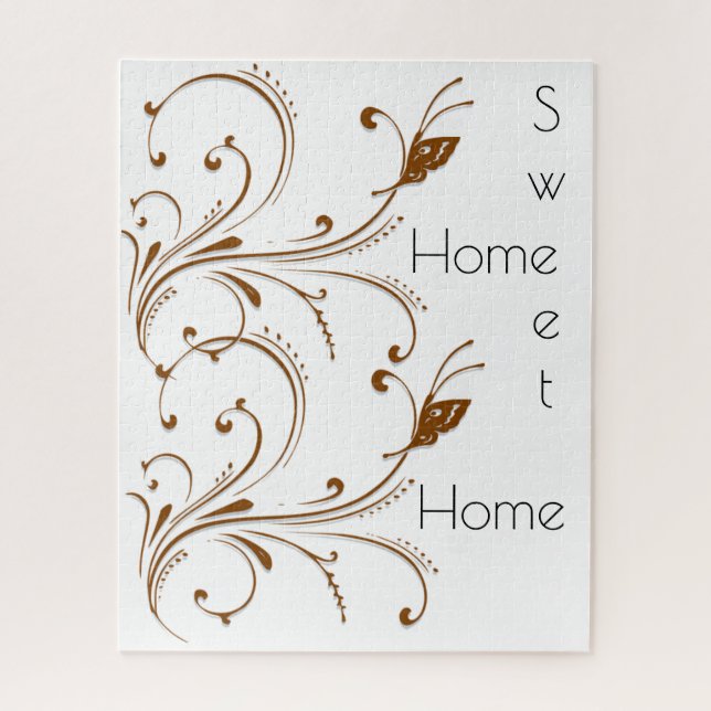 Rompecabezas Brown Floral Home Sweet Home (Vertical)