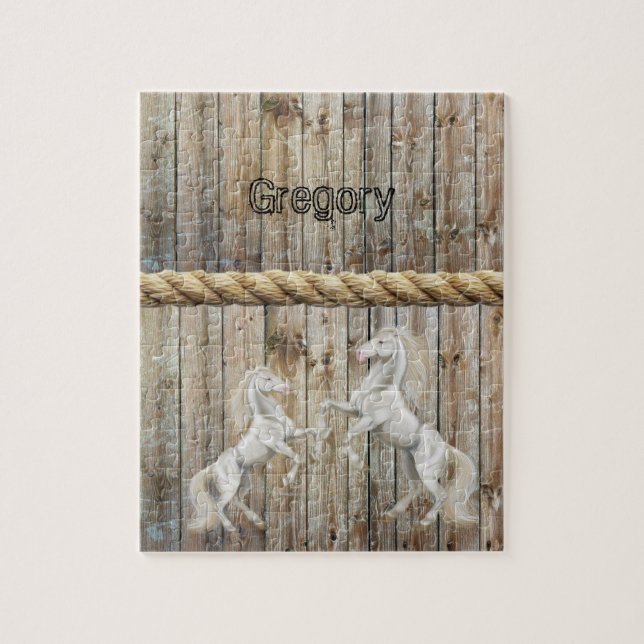 Rompecabezas Caballos blancos de madera (Vertical)