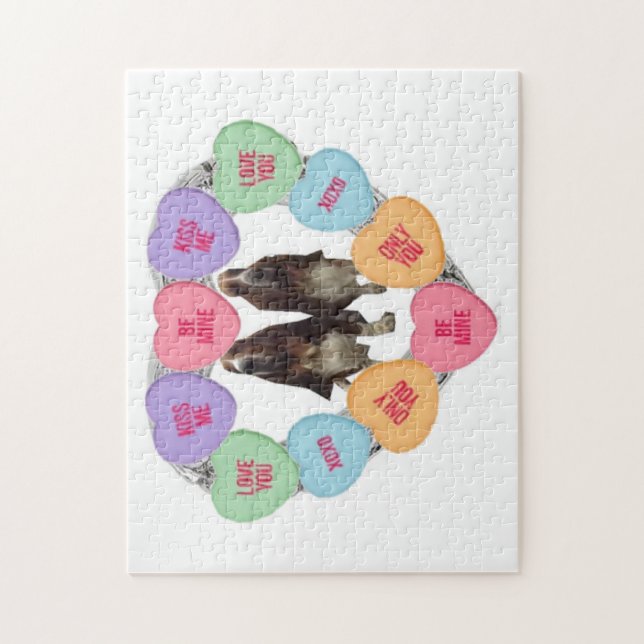 Rompecabezas Candy Love Hearts with Basset (Vertical)