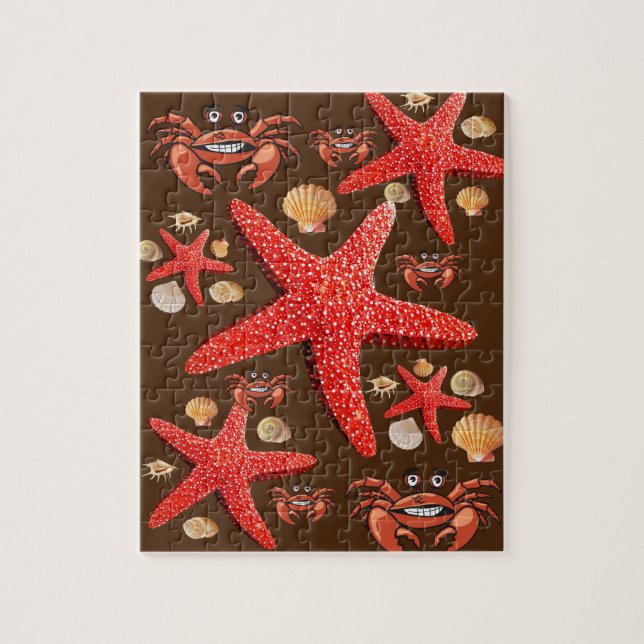 Rompecabezas Cangrejos Starfish Beach Shells Brown (Vertical)