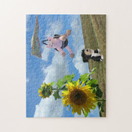 Rompecabezas - Cerdo volador y perro en la colina