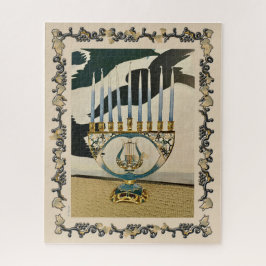 Rompecabezas clásicos de Hanukkah Menorah/borde or