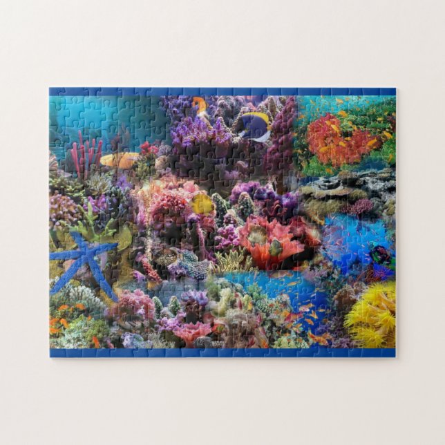 Rompecabezas colorido de coral y peces (Horizontal)
