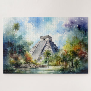 Rompecabezas con Chichen Itza, México.