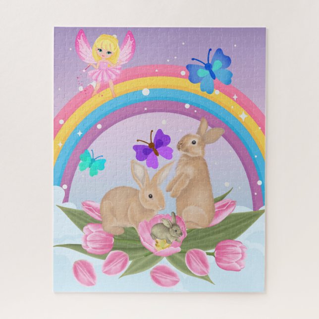 rompecabezas con conejitos, mariposas (Vertical)