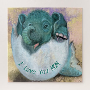 Rompecabezas con elefante en huevo - Te amo a MOM