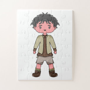 rompecabezas con ilustración de niño de dibujos an