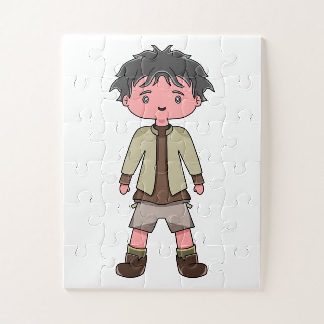 rompecabezas con ilustración de niño de dibujos an (Vertical)