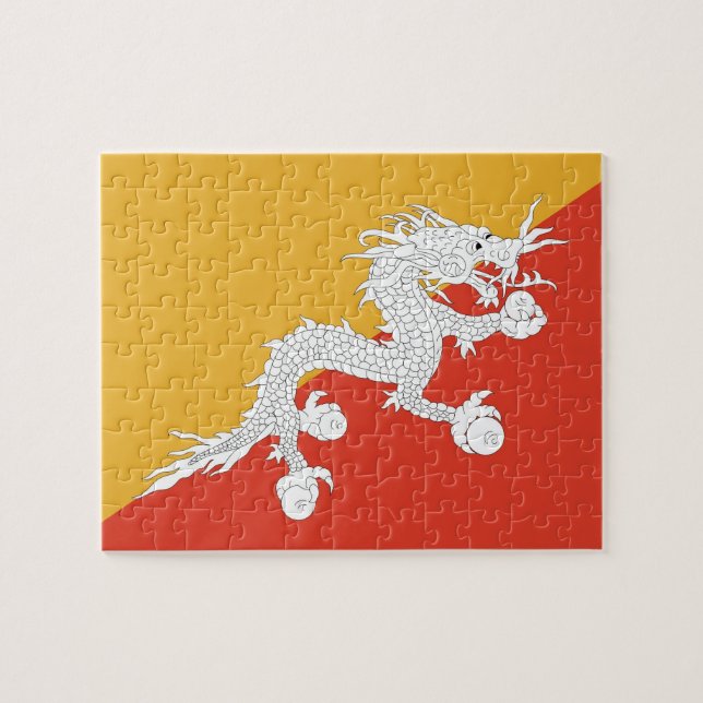 Rompecabezas con la bandera de Bután (Horizontal)