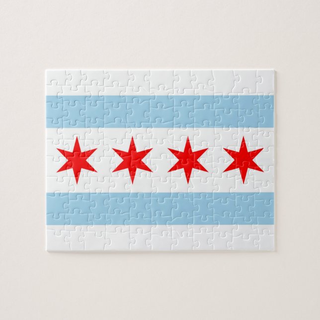 Rompecabezas con la bandera de Chicago, Illinois (Horizontal)
