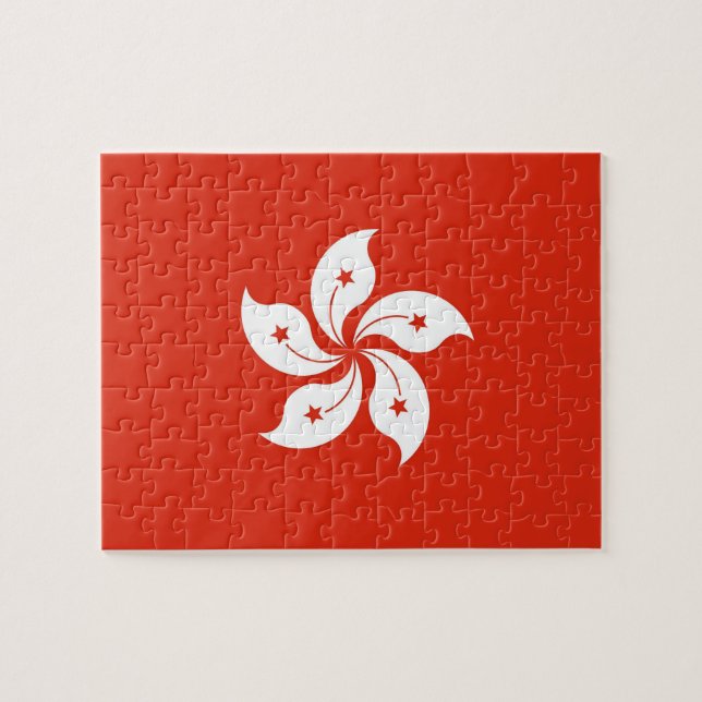 Rompecabezas con la bandera de Hong Kong, China (Horizontal)