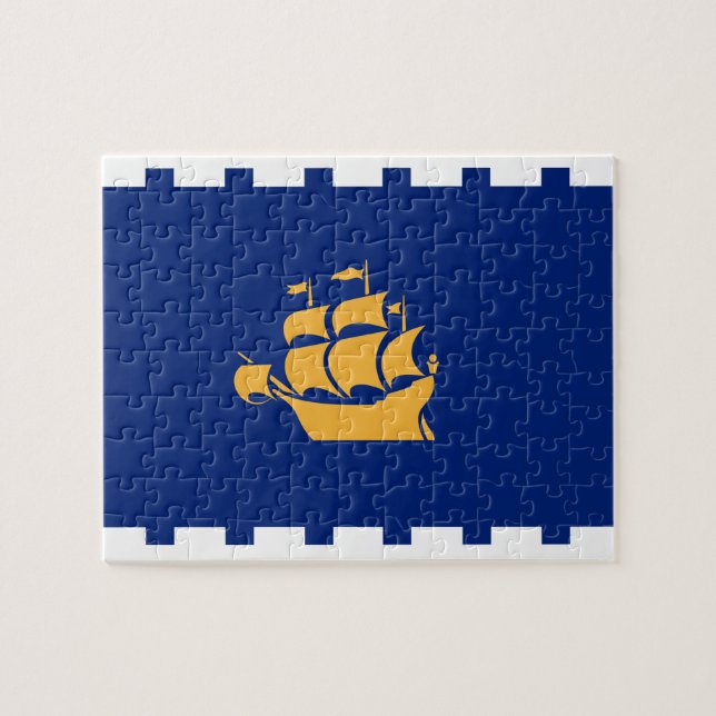 Rompecabezas con la bandera de la ciudad de Quebec (Horizontal)