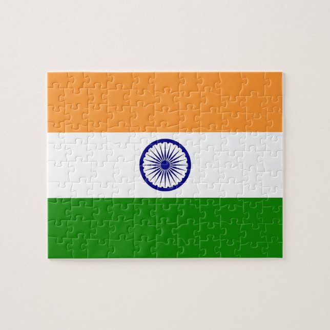 Rompecabezas con la bandera de la India (Horizontal)