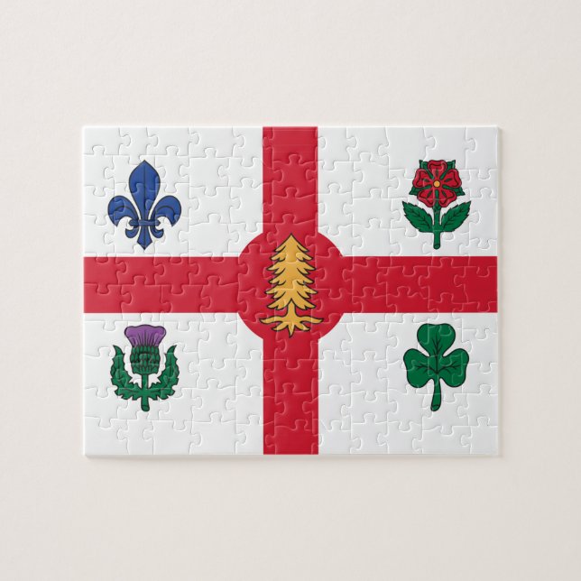 Rompecabezas con la bandera de Montreal, Canadá (Horizontal)