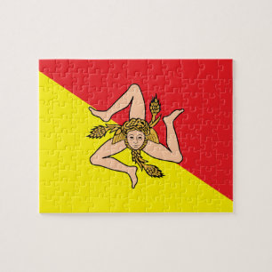 Rompecabezas con la bandera de Sicilia, Italia