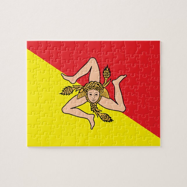 Rompecabezas con la bandera de Sicilia, Italia (Horizontal)