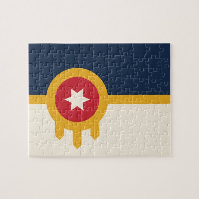 Rompecabezas con la bandera de Tulsa, Oklahoma (Horizontal)