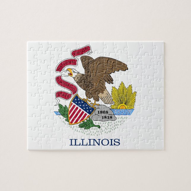 Rompecabezas con la bandera del estado de Illinois (Horizontal)