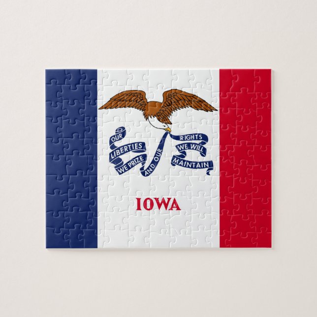 Rompecabezas con la bandera del estado de Iowa (Horizontal)