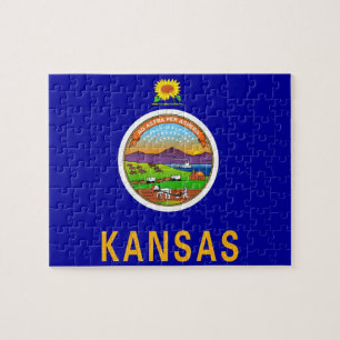 Rompecabezas con la bandera del estado de Kansas