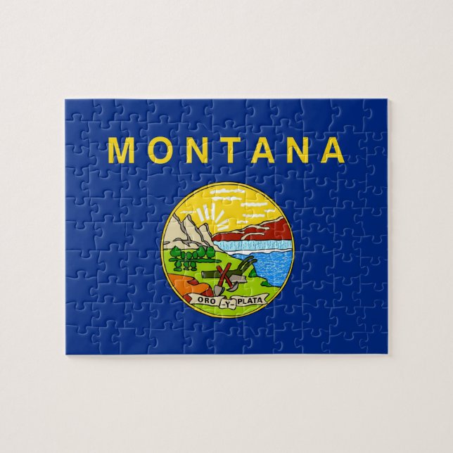 Rompecabezas con la bandera del estado de Montana (Horizontal)