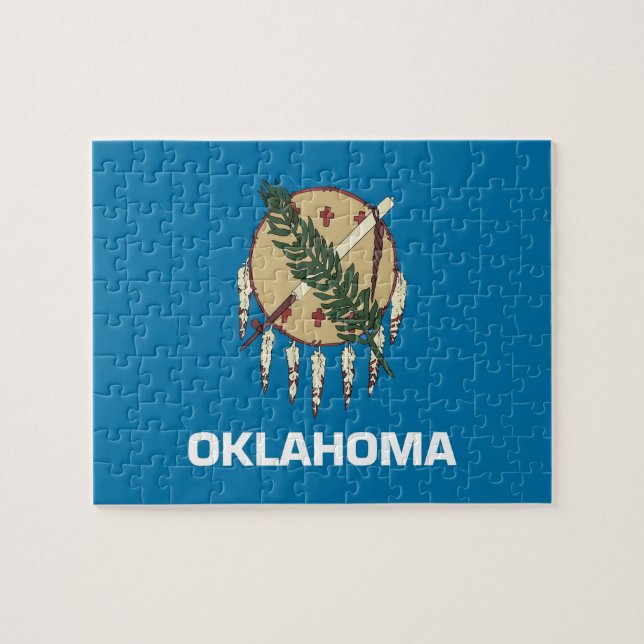 Rompecabezas con la bandera del estado de Oklahoma (Horizontal)